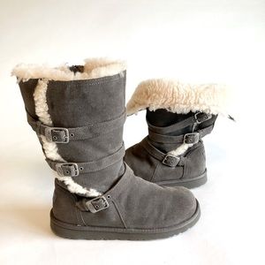 UGG Charcoal Boots with Soft Cream Lining
